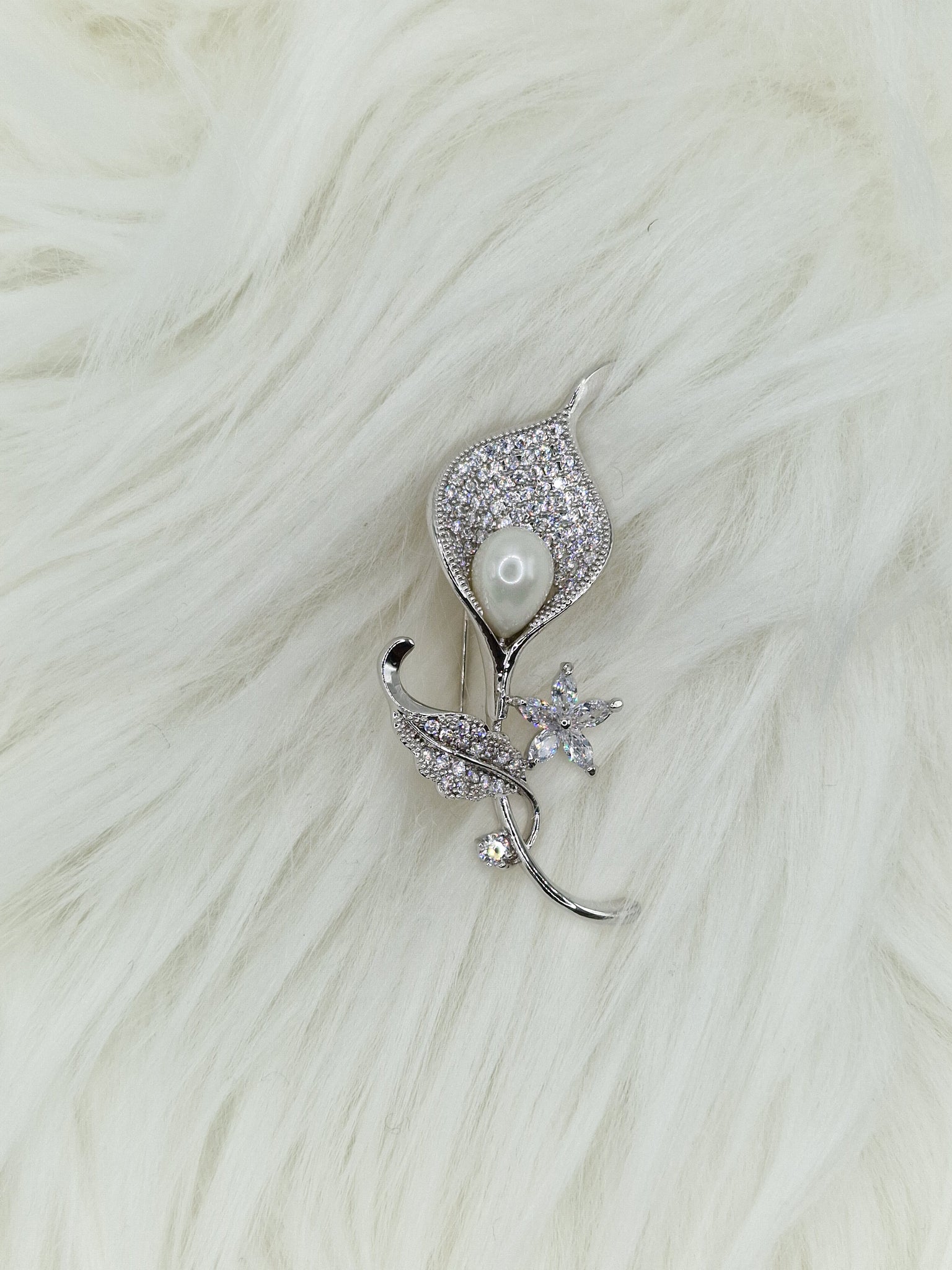 Брошка цвете с перла Kalia #2
