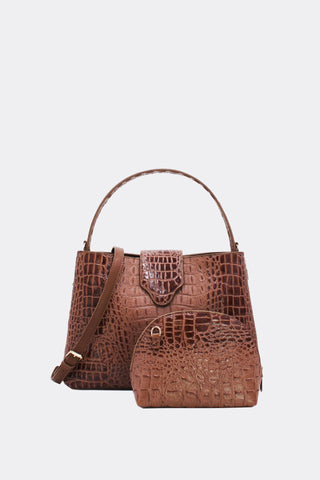 Anastasia - двойна дамска чанта - коняк