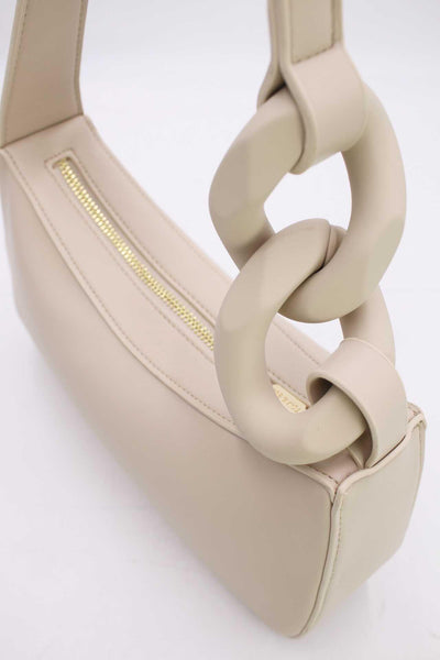 Paulina - чанта за рамо с декоративен елемент - екрю