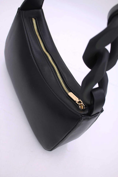 Paulina - чанта за рамо с декоративен елемент - черна