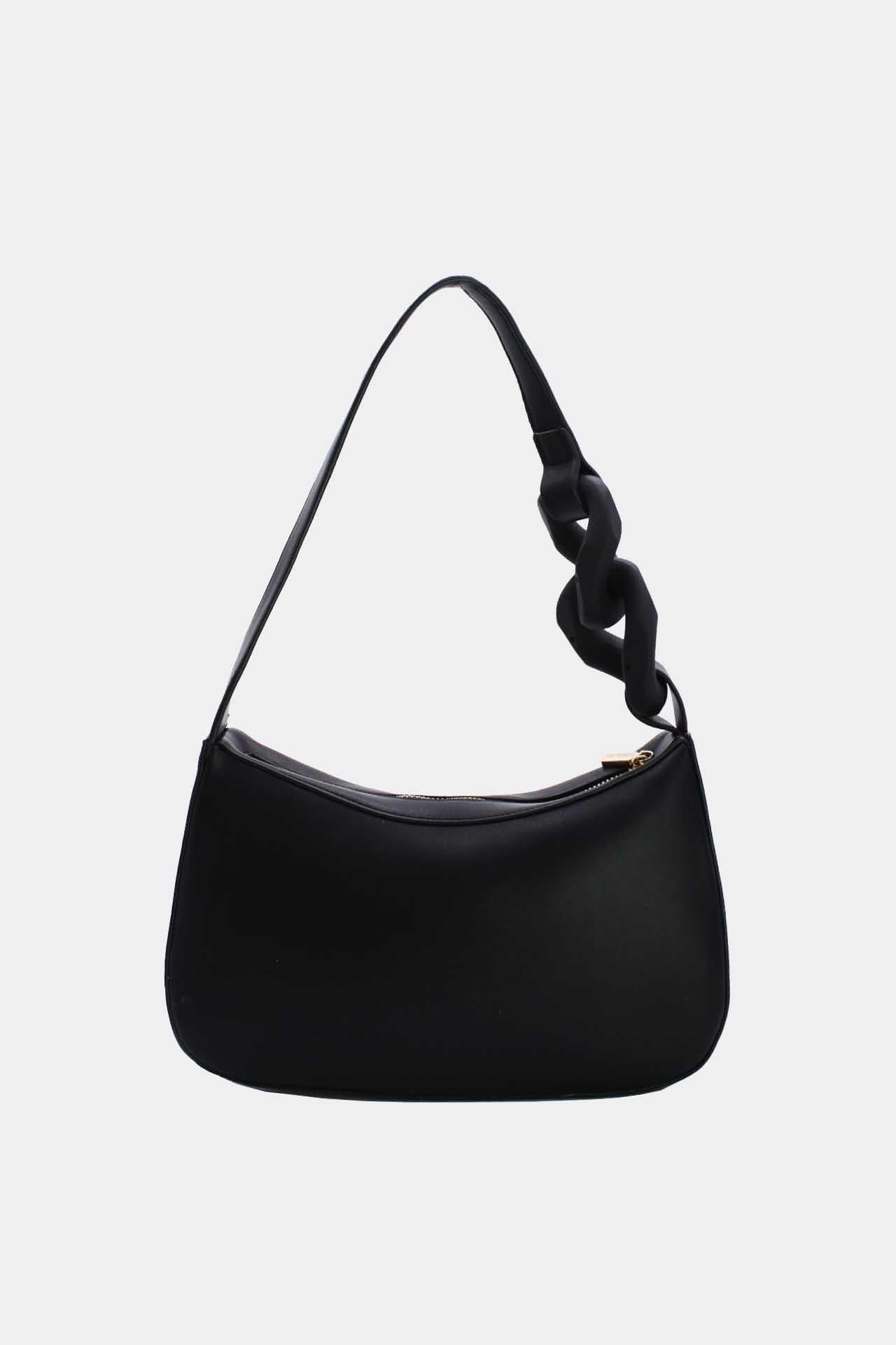 Paulina - чанта за рамо с декоративен елемент - черна