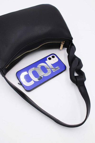 Paulina - чанта за рамо с декоративен елемент - черна