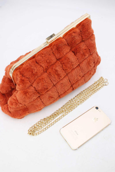 Fluffy - пухкав клъч - оранжев