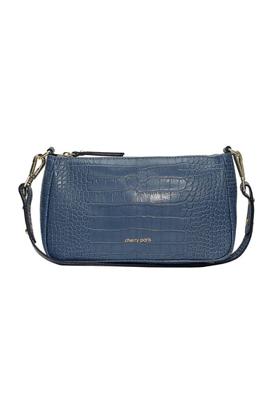 Kimberly - малка чанта от естествена кожа за рамо / крос боди - синя