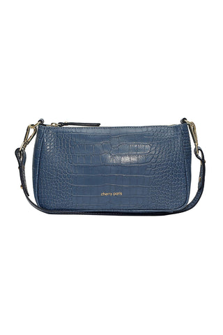 Kimberly - малка чанта от естествена кожа за рамо / крос боди - синя