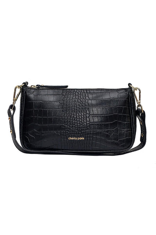 Kimberly - малка чанта от естествена кожа за рамо / крос боди - черна