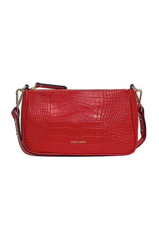 Kimberly - малка чанта от естествена кожа за рамо / крос боди - червена