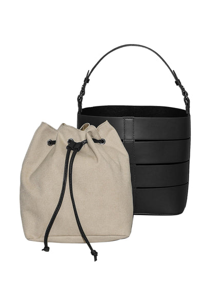 Earthy - бъкет чанта от естествена кожа - черна