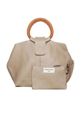 Salma - голяма чанта от естествена кожа - бежава