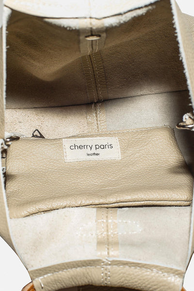 Salma - голяма чанта от естествена кожа - бежава