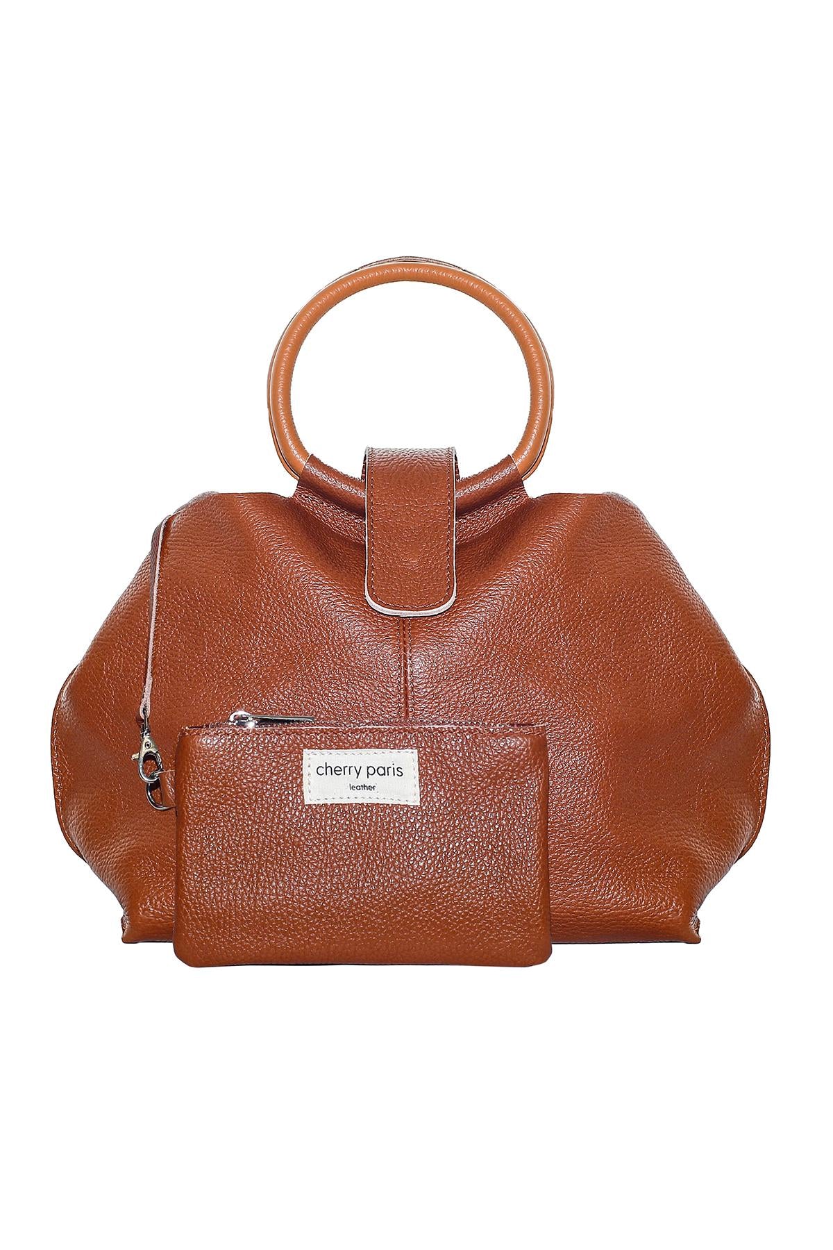 Salma - голяма чанта от естествена кожа - кафява