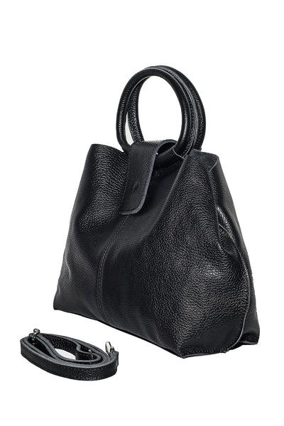 Salma - голяма чанта от естествена кожа - черна