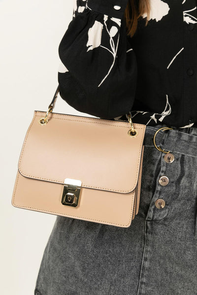 Sophia - иконична чанта от естествена кожа - бежава