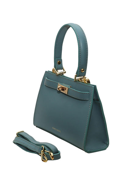 Cherry - елегантна чанта от естествена кожа - синя