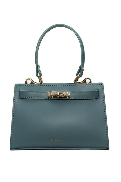 Cherry - елегантна чанта от естествена кожа - синя