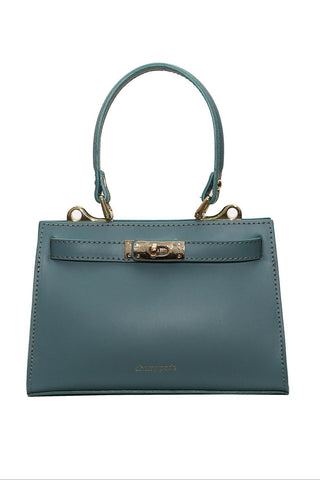 Cherry - елегантна чанта от естествена кожа - синя