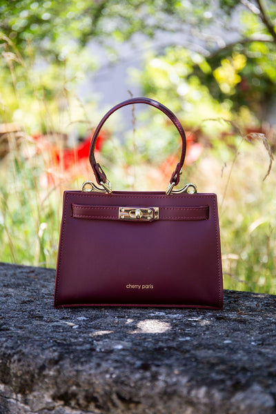 Cherry - елегантна чанта от естествена кожа - бордо
