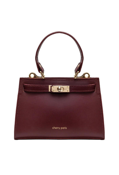 Cherry - елегантна чанта от естествена кожа - бордо