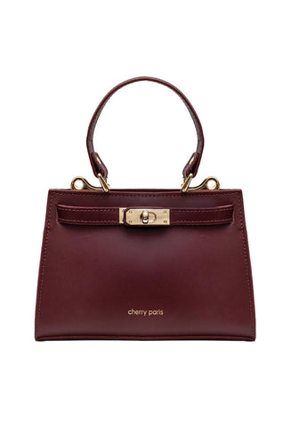 Cherry - елегантна чанта от естествена кожа - бордо