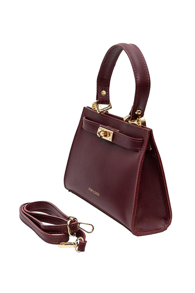 Cherry - елегантна чанта от естествена кожа - бордо