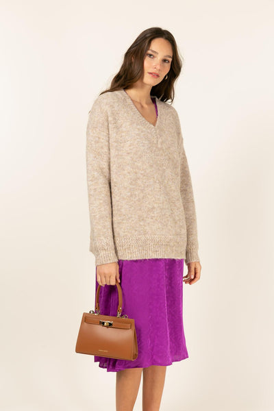 Cherry - елегантна чанта от естествена кожа - камел