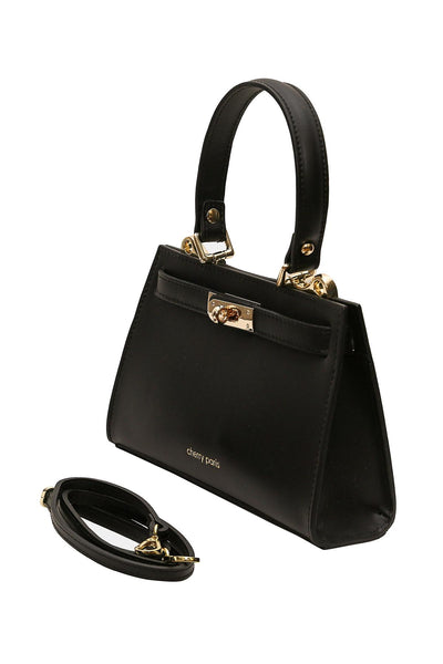 Cherry - елегантна чанта от естествена кожа - черна