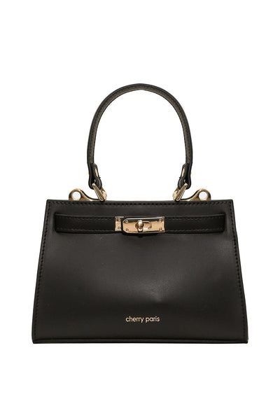 Cherry - елегантна чанта от естествена кожа - черна
