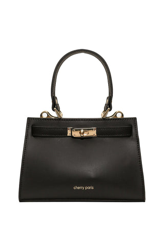 Cherry - елегантна чанта от естествена кожа - черна