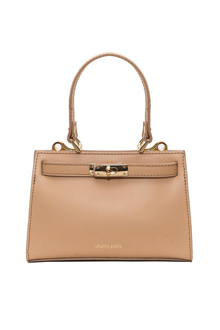Cherry - елегантна чанта от естествена кожа - бежава