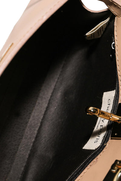 Cherry - елегантна чанта от естествена кожа - бежава