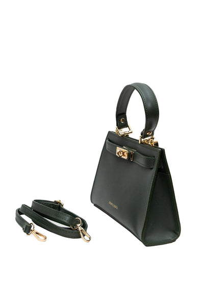 Cherry - елегантна чанта от естествена кожа - зелена