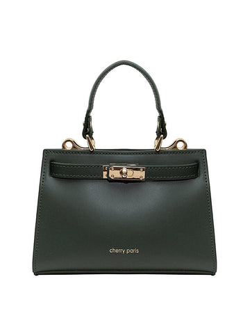 Cherry - елегантна чанта от естествена кожа - зелена