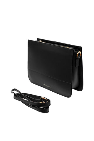 Aura - кросбоди чанта от естествена кожа - черна